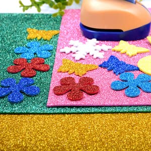 REDGE A4 Size Glitter Sheets For Art and Craft Scrapbook Paper Decoration Pack of 10 Sheets