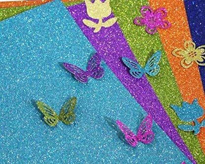 REDGE A4 Size Glitter Sheets For Art and Craft Scrapbook Paper Decoration Pack of 10 Sheets