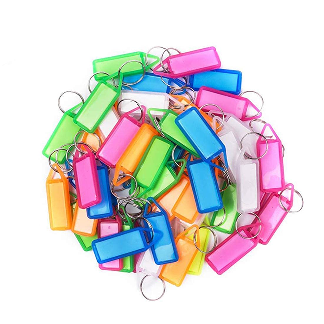 SHARMA BUSINESS Small Multicolor Multiuse Blank Keychains Dummy With Name Sticker Inside (Pack of 10)