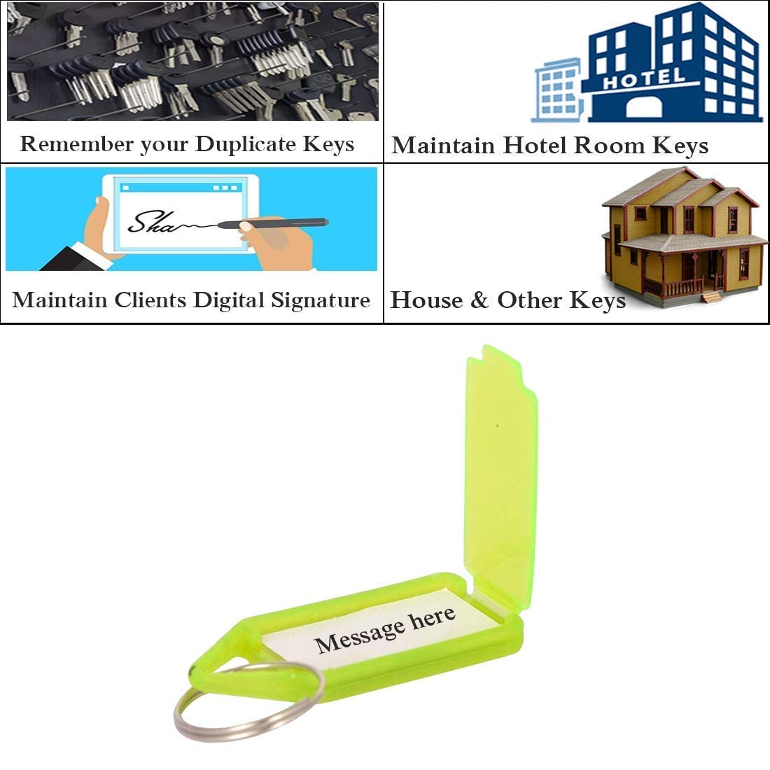 SHARMA BUSINESS Small Multicolor Multiuse Blank Keychains Dummy With Name Sticker Inside (Pack of 10)