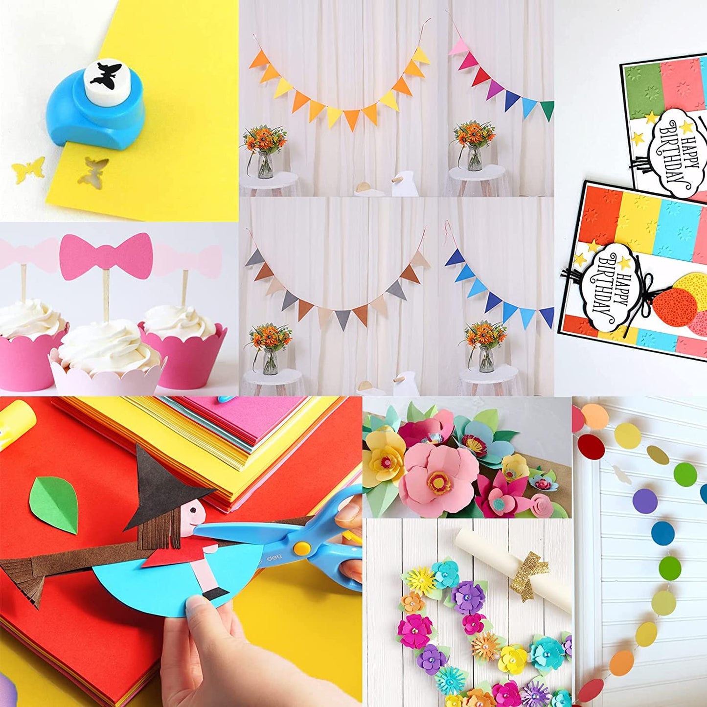 KRASHTIC Origami 200 Sheet Plain Mix Color of 10 Size 15x15 cm 70 GSM Paper Easy Folding