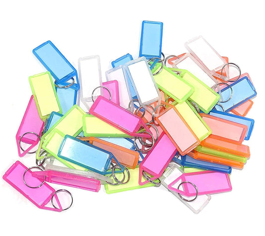 SHARMA BUSINESS Small Multicolor Multiuse Blank Keychains Dummy With Name Sticker Inside (Pack of 10)