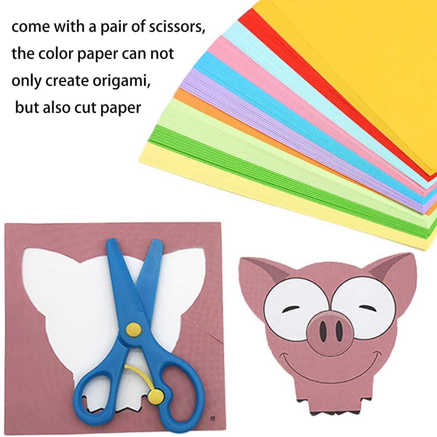KRASHTIC Origami 200 Sheet Plain Mix Color of 10 Size 15x15 cm 70 GSM Paper Easy Folding