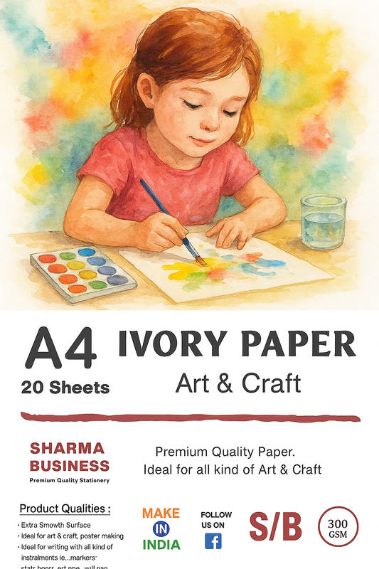 SHARMA BUSINESS A4 Size Ivory Sheet Set of 20 Sheet Extra White and Extra Smooth, 250 GSM.